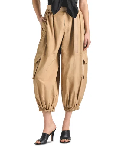 Derek Lam 10 Crosby Women's Tamsin Poplin Mid-rise Balloon Cargo Pants In Camel