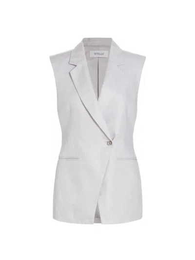Derek Lam 10 Crosby Women's Taylor Linen-blend Vest Top In Pale Grey