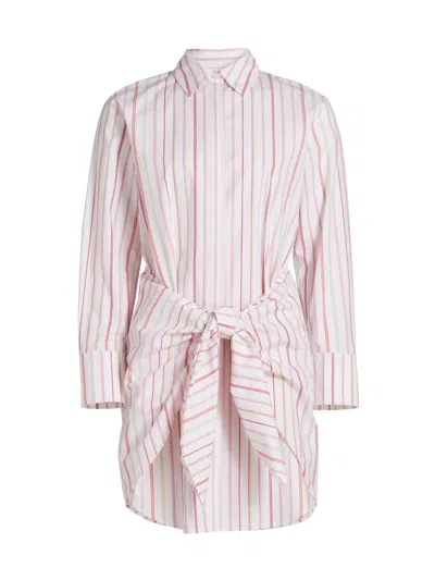 Derek Lam 10 Crosby Women's Trish Striped Tie-front Mini Shirtdress In Pink