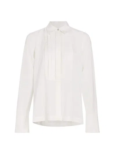 Derek Lam 10 Crosby Women's Valera Pleated Cotton-blend Shirt In White