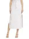Derek Lam 10 Crosby Violet Denim Midi Skirt In White Eyelet