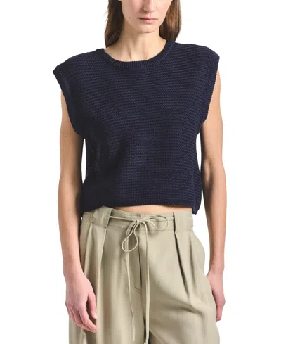Derek Lam 10 Crosby Women's Vivienne Mesh Knit Sleeveless Sweater In Blue
