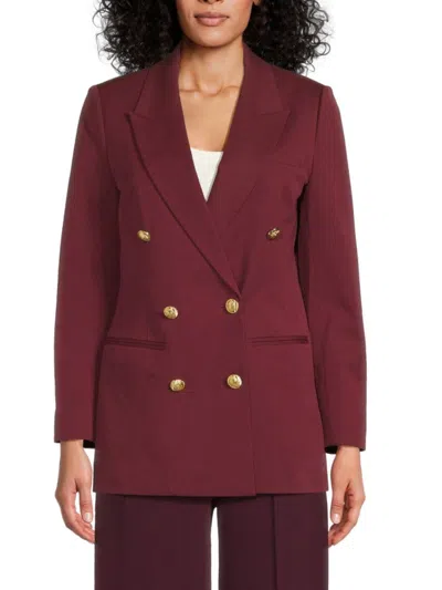 Derek Lam 10 Crosby Women's Walter Double-breasted Cotton-blend Blazer In Burgundy
