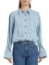 Derek Lam 10 Crosby Wesley Laser Floral Denim Shirt In Laser Floral