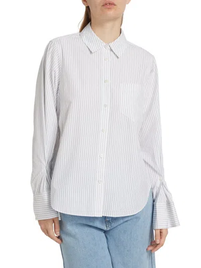 Derek Lam 10 Crosby Women's Wesley Pinstriped Button-up Shirt In White