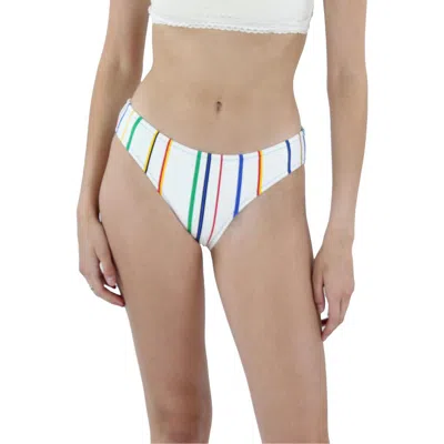 Derek Lam 10 Crosby Womens Striped Lined Swim Bottom Separates In White