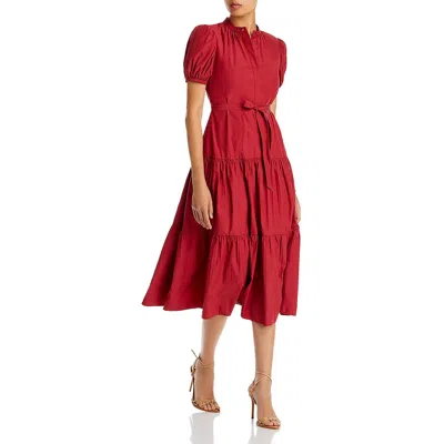 Derek Lam 10 Crosby Womens Tiered Recycled Polyester Midi Dress In Pink