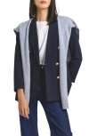 Derek Lam 10 Crosby Walter Cotton Blend Double Breasted Jacket With Shrug In Black