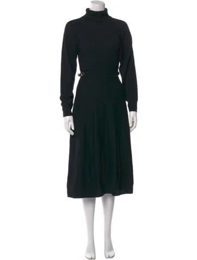 Pre-owned Derek Lam 10 Crosby Wool Long Dress In Black