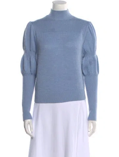 Pre-owned Derek Lam 10 Crosby Wool Mock Neck Sweater In Blue