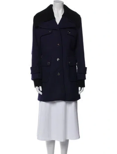 Pre-owned Derek Lam 10 Crosby Wool Peacoat In Blue