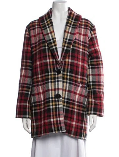 Pre-owned Derek Lam 10 Crosby Wool Plaid Print Blazer In Red