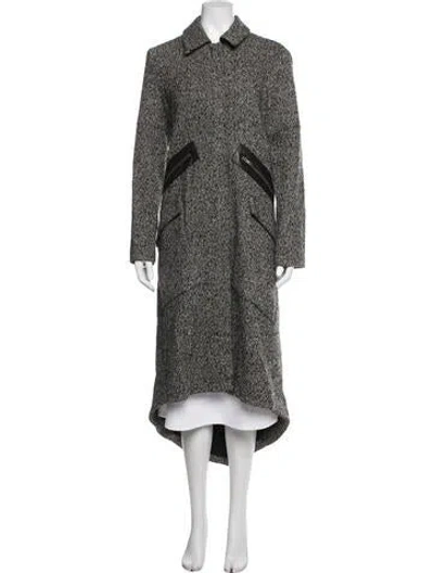 Pre-owned Derek Lam 10 Crosby Wool Tweed Pattern Coat In Grey