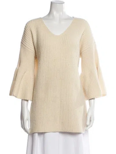 Pre-owned Derek Lam 10 Crosby Wool V-neck Sweater In Neutral