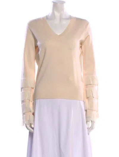 Pre-owned Derek Lam 10 Crosby Wool V-neck Sweater In Neutral