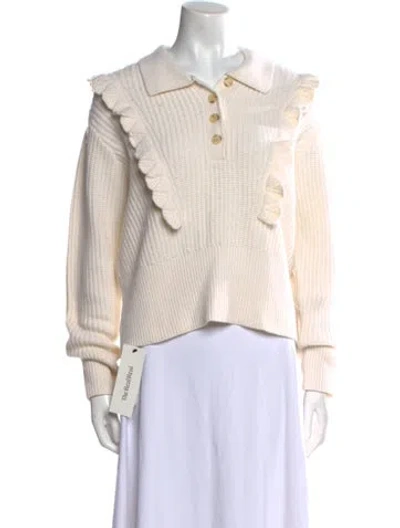 Pre-owned Derek Lam 10 Crosby Wool V-neck Sweater W/ Tags In White