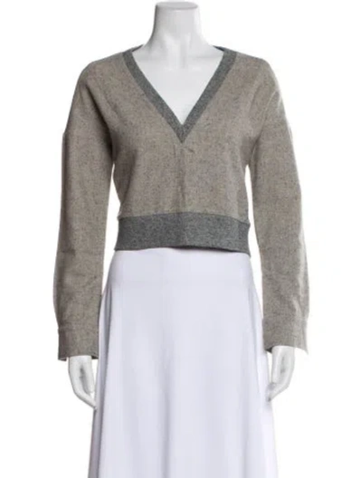 Pre-owned Derek Lam 10 Crosby Wool V-neck Sweatshirt In Gray