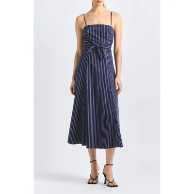 Derek Lam 10 Crosby Zandra Tie Waist Sleeveless Midi Dress In Blue