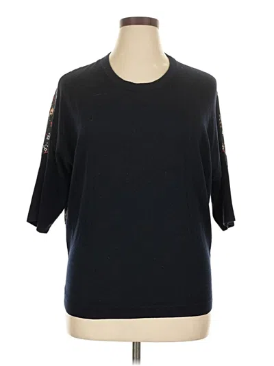 Pre-owned Derek Lam 3/4 Sleeve Top Black Crew Neck Tops