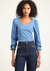 Derek Lam Aishah Scoop Neck Long Sleeve Ribbed Top In Multi