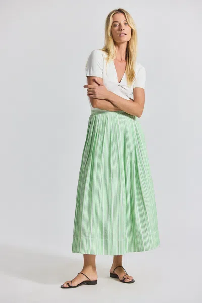 Derek Lam Alexia Pintuck Stripe Shirting Pleated Maxi Skirt