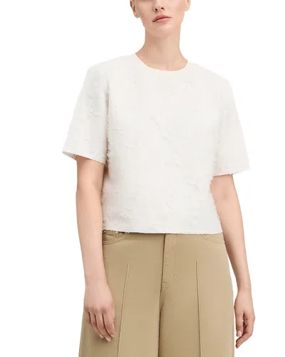Derek Lam Alicia Feather Clipped Bonded Fil Coupe Cropped Tee In Neutral