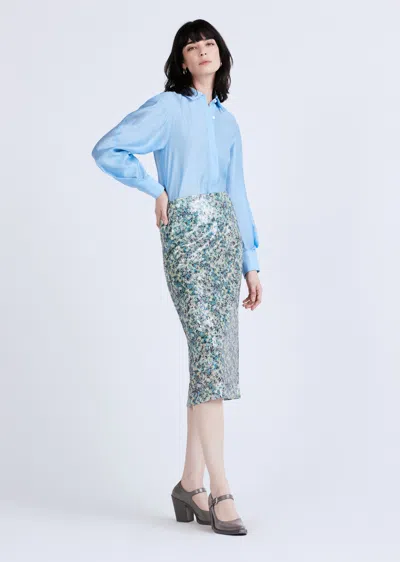 Derek Lam Alissa Sequin Midi Skirt In Blue