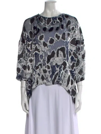 Pre-owned Derek Lam Animal Print Crew Neck Top In Blue