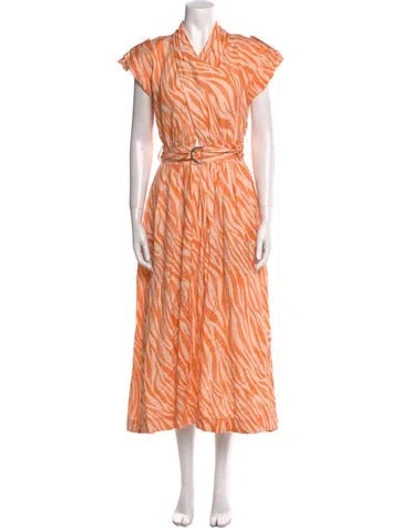 Pre-owned Derek Lam Animal Print Long Dress In Orange