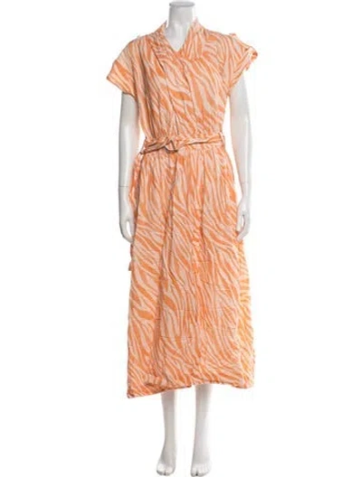 Pre-owned Derek Lam Animal Print Long Dress In Orange