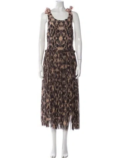 Pre-owned Derek Lam Animal Print Midi Length Dress In Brown