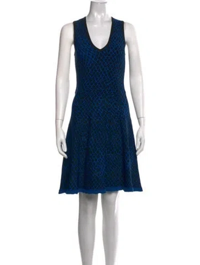 Pre-owned Derek Lam Animal Print Mini Dress In Blue