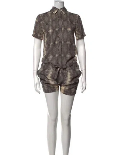 Pre-owned Derek Lam Animal Print Romper In Neutrals