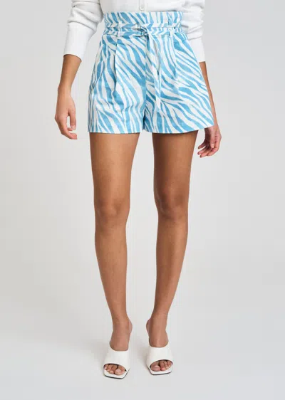 Derek Lam Anson Double Belt Shorts In Blue