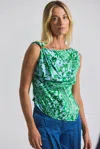Derek Lam Ariel Tile Print Asymmetric Top With Embellishment