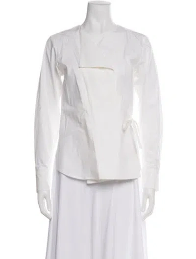 Pre-owned Derek Lam Asymmetrical Long Sleeve Top W/ Tags In White