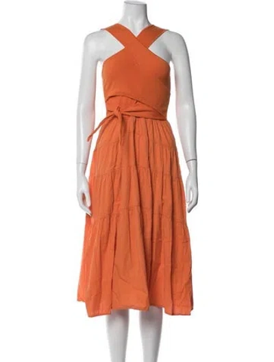 Pre-owned Derek Lam Asymmetrical Midi Length Dress In Orange