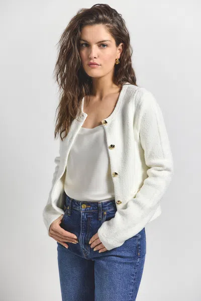 Derek Lam Aubree Boucle Sweater Jacket In White