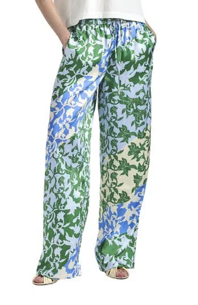 Derek Lam Aurely Draped Wide Leg Pants In Blue