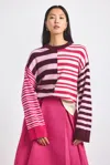 Derek Lam Avalon Spliced Stripe Sweater In Multi