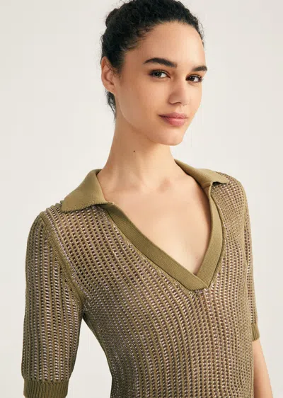 Derek Lam Axelle Polo Sweater In Green