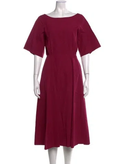 Pre-owned Derek Lam Bateau Neckline Midi Length Dress In Burgundy
