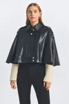 Derek Lam Beatrix Coated Twill Cape With Knitted Sleeves-black In Animal Print