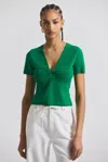 Derek Lam Belle Viscose Compact Knit Twist Front Sweater