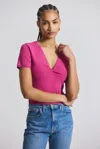 Derek Lam Belle Viscose Compact Knit Twist Front Sweater