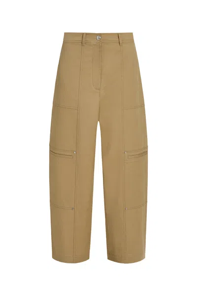 Derek Lam Bentley Peached Twill Slim Barrel Trouser In Brown