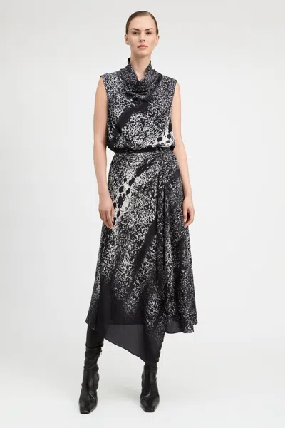 Derek Lam Brooklyn Cowl Neck Dress In Black