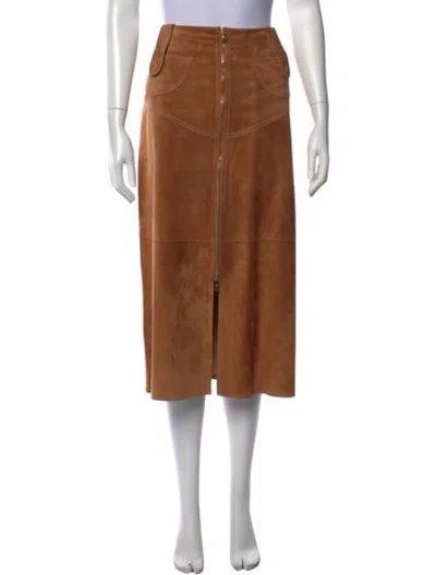 Pre-owned Derek Lam Calfskin Midi Length Skirt In Brown