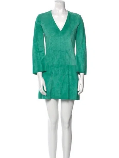 Pre-owned Derek Lam Calfskin Mini Dress In Green
