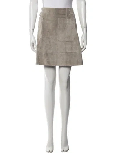 Pre-owned Derek Lam Calfskin Mini Skirt W/ Tags In Gray